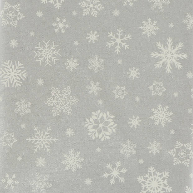 Kerst tafelzeil/tafelkleed zilver met witte sneeuwvlokken print 140 x 180 cm - Tafellakens