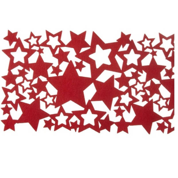 Tafelloper/tablerunner rood met sterren 24 x 140 cm - Tafellakens