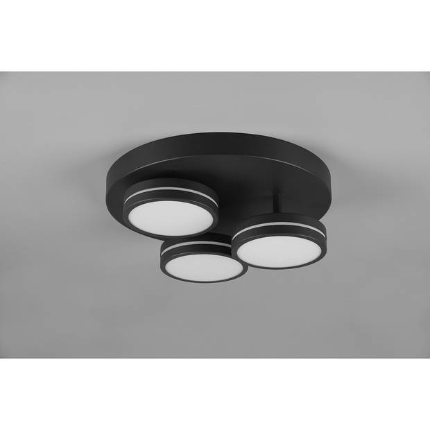 LED Plafondlamp - Plafondverlichting - Trion Franco - 25.5W - Warm Wit 3000K - 3-lichts - Dimbaar - Rond - Mat Antraciet