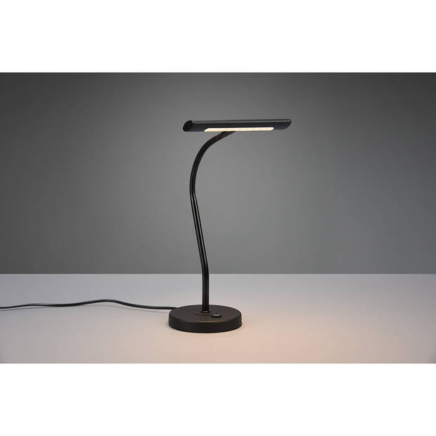 LED Bureaulamp - Trion Curty - 4W - Warm Wit 3000K - Dimbaar - Rond - Mat Zwart - Aluminium
