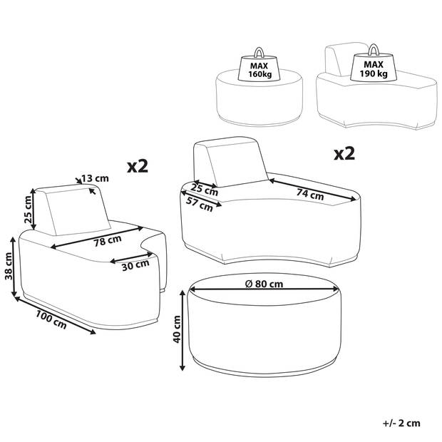 Beliani FABRO - Loungeset-Grijs-Polyester