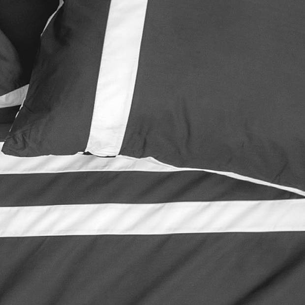 Luxe dekbedovertrek stripe - Egyptisch percal katoen - 140x200/220 - antraciet/wit