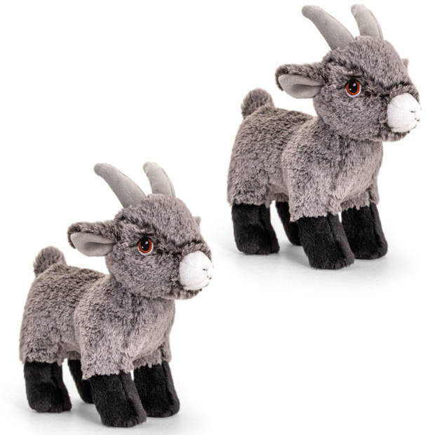 Setje van 2x Keel Toys knuffel boerderij dieren geit/bok van 20 cm - Knuffel boederijdieren