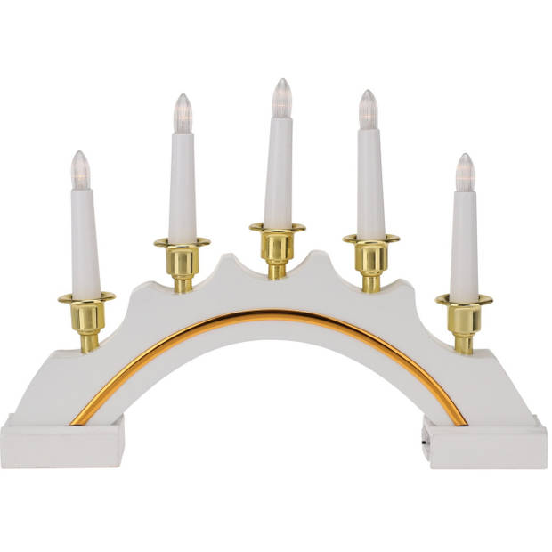 Kaarsenbruggen - 2x stuks - LED verlichting - wit/goud - 37 cm - kerstverlichting figuur