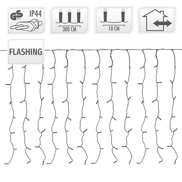 Ijspegelverlichting lichtsnoer - 400 led lampjes - warm wit - 300 cm - flash effect - Lichtsnoeren