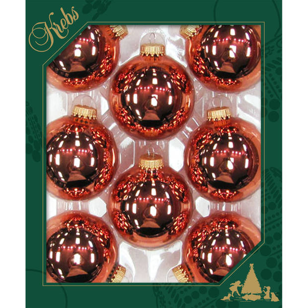 8x stuks glazen kerstballen 7 cm gepolijst koper - Kerstbal