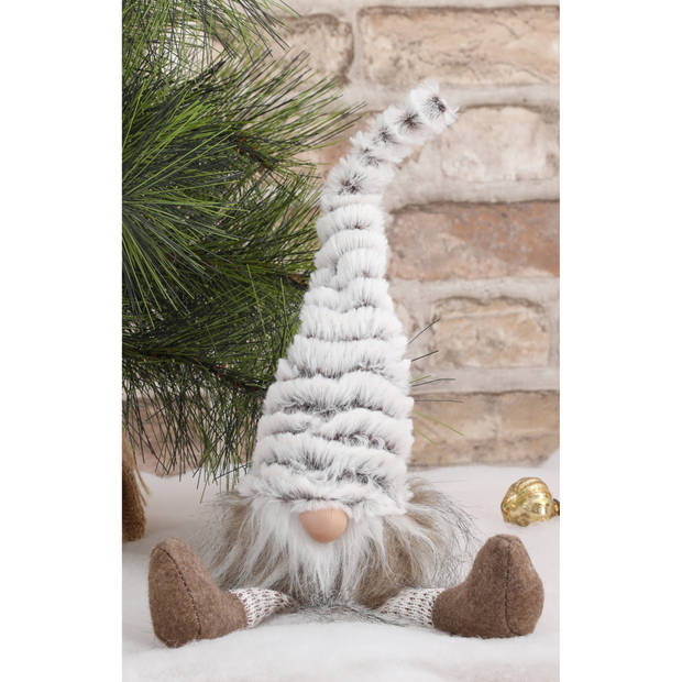 Pluche gnome/dwerg decoratie pop/knuffel grijs 37 cm - Kerstman pop