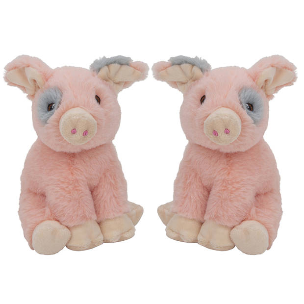 Multipak van 2x stuks pluche dieren knuffels Varkens/biggetjes van 18 cm - Knuffel boederijdieren