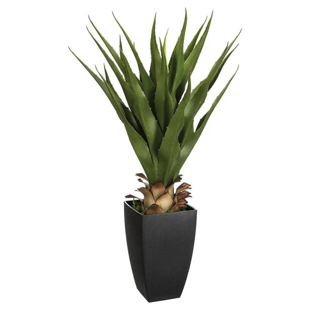 Set van 2x stuks atmosphera Agave Rect kunstplanten in pot van cement 73 cm - Kunstplanten