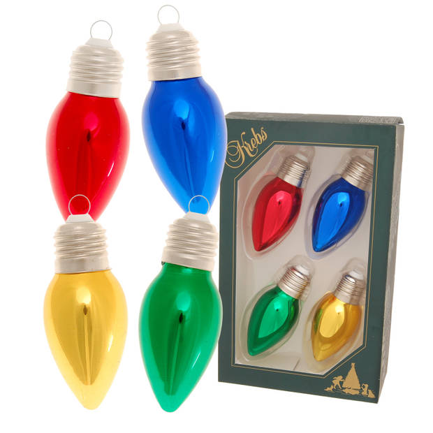 8x stuks luxe glazen feestlampjes kerstballen gekleurd 9 cm - Kerstbal