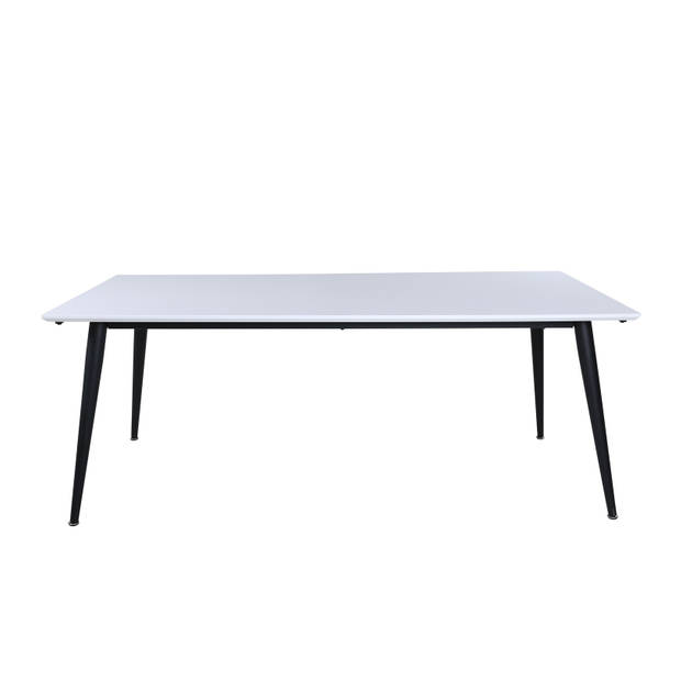 Jimmy eetkamertafel 90x195/285cm met extra plaat HPL wit, zwart.