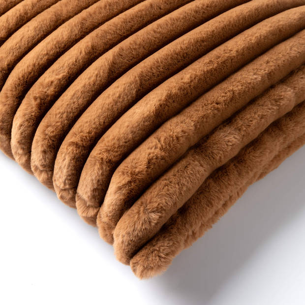 Dutch Decor - HAZEL - Kussenhoes 50x50 cm - effen kleur - strepen - heerlijk zacht - Tobacco Brown - bruin