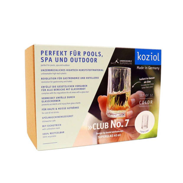 Koziol - Superglas Club No. 07 Shotglas 40 ml Set van 12 Stuks - Kunststof - Transparant