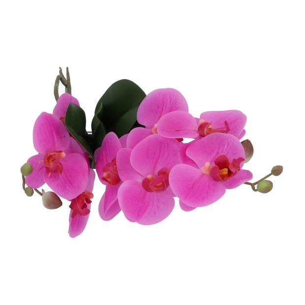 Kopu® Kunstbloem Lila Orchidee 35 cm in zwarte Vaas - Phalenopsis