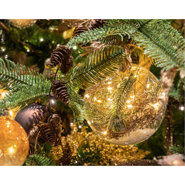 Lumineo kerstbal met led verlichting- D10 cm - aan touw - kerstverlichting figuur