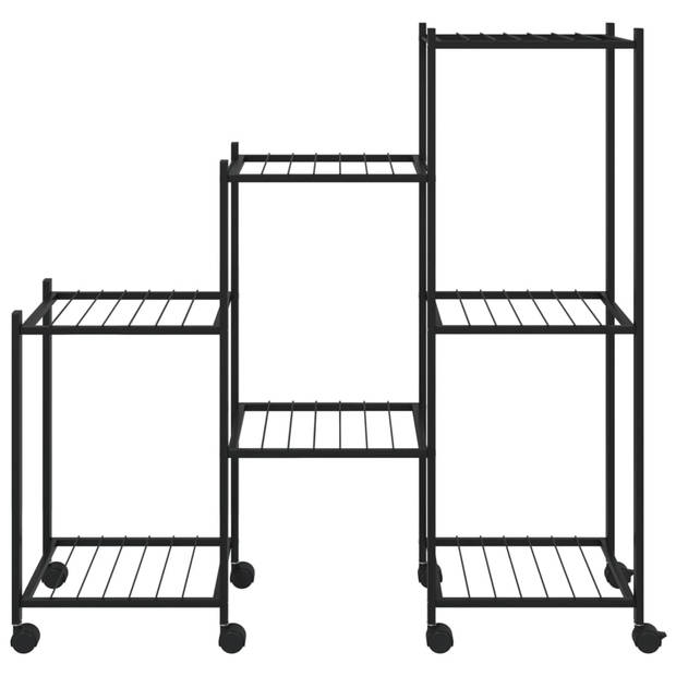 vidaXL Bloemenstandaard met wielen 83x25x83,5 cm ijzer zwart