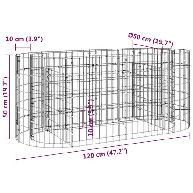 vidaXL Gabion plantenbak verhoogd 120x50x50 cm gegalvaniseerd ijzer