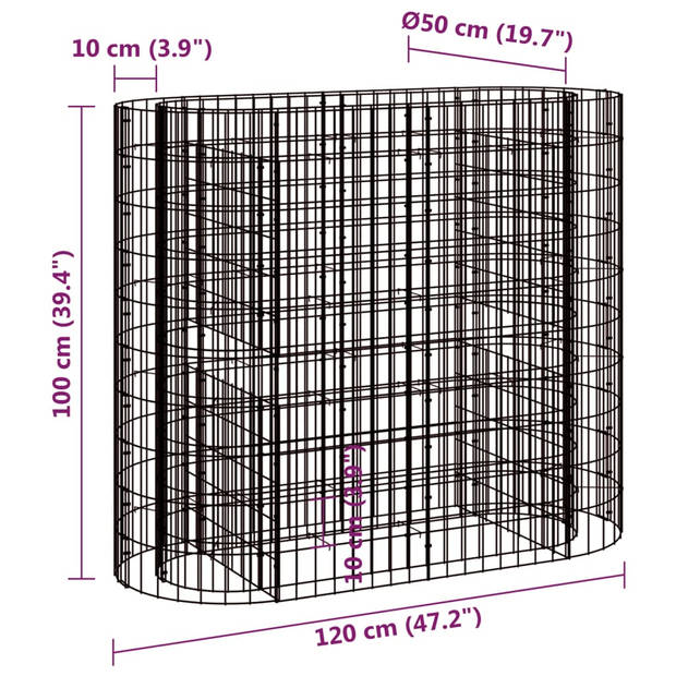 vidaXL Gabion plantenbak verhoogd 120x50x100 cm gegalvaniseerd ijzer