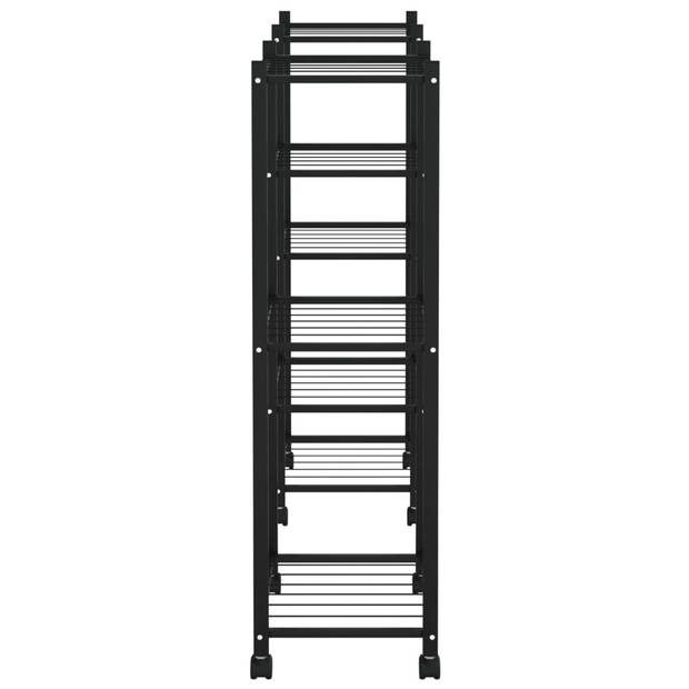 vidaXL Bloemenstandaard met wielen 83x25x83,5 cm ijzer zwart