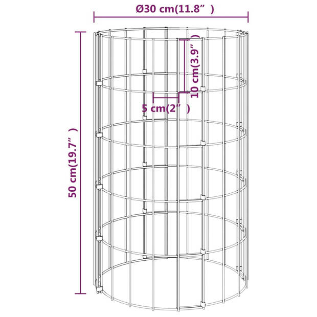 vidaXL Gabion plantenbakken 4 st rond verhoogd Ø30x50/100/150/200 cm