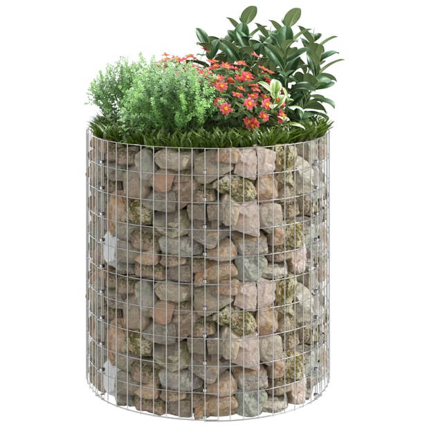 The Living Store Gabion paal ronde roestbestendige 100 x 100 cm - zilver