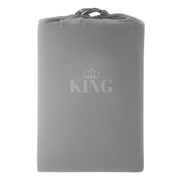 Luxe hoeslaken King - 100% katoen - 300 TC topkwaliteit - 90x200 - licht grijs