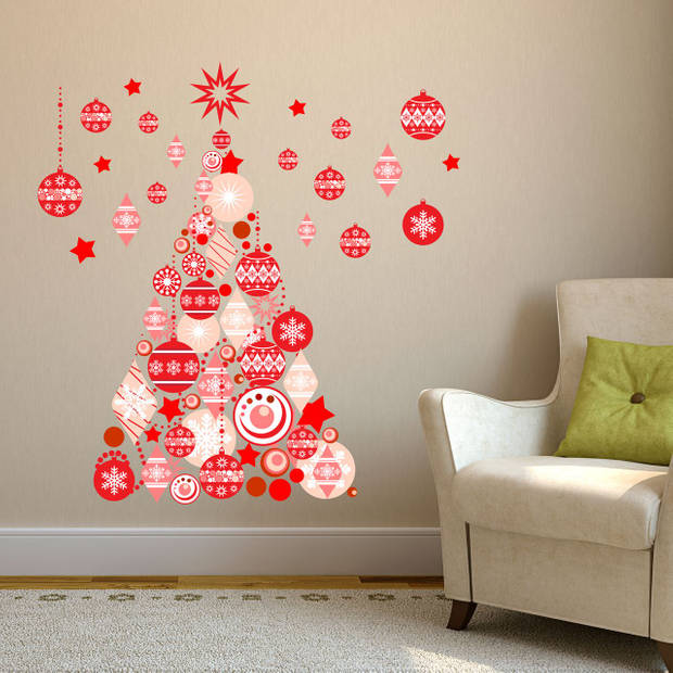 Walplus Home Decoratie Sticker - Rode Kerstboom