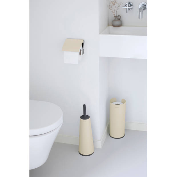 Brabantia ReNew toiletaccessoire set van 3 - toiletborstel met houder, toiletrolhouder en reserverolhouder - Soft Beige