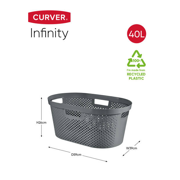 Curver Infinity Recycled Wasmand - 40L - 2 stuks - Grijs