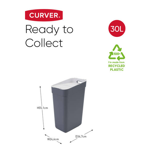 Curver Ready to Collect Prullenbak 30L - Donkergrijs