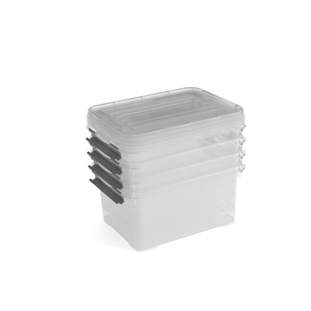 Curver Handy+ Opbergbox - 15L - 4 stuks - Transparant met deksel