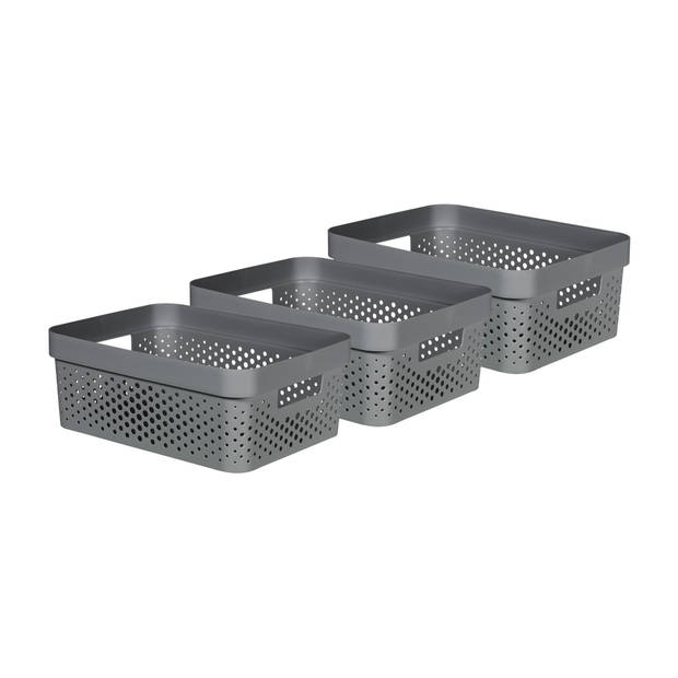 Curver Infinity Recycled Opbergbox - 11L - 3 stuks - Grijs