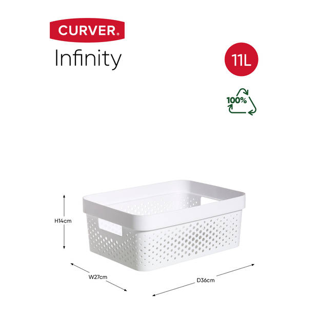 Curver Infinity Recycled Dots Opbergbox - 11L - 3 stuks - Wit