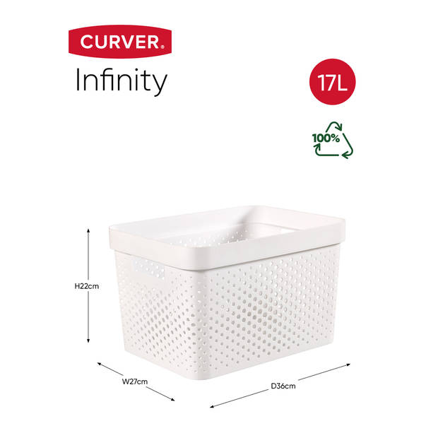 Curver Infinity Recycled Dots Opbergbox - 17L - 3 stuks - Wit