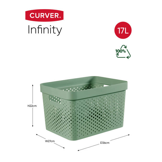 Curver Infinity Recycled Dots Opbergbox - 17L - 3 stuks - Groen