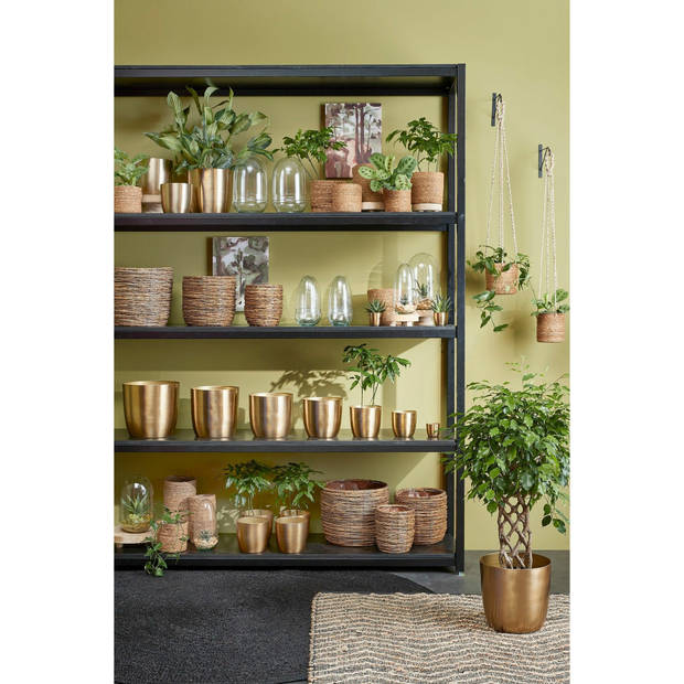 Mica Decorations - Plantenpot-bloempot - metaal - goud - D28 en H27cm - Plantenpotten