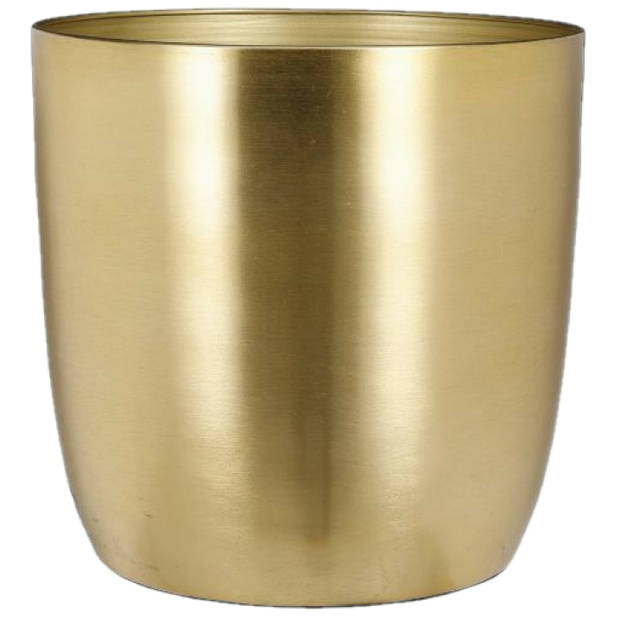 2x stuks plantenpot/bloempot van metaal in het goud D24 en H23 cm - Plantenpotten