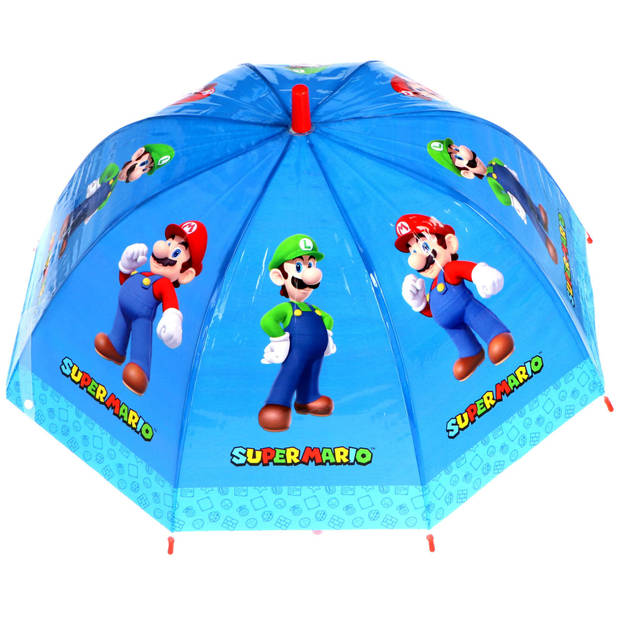Super Mario Kinderparaplu - Blauw - 66 cm - Paraplu - Paraplu's