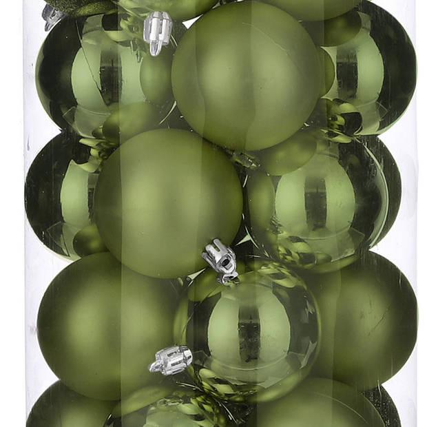 30x stuks kunststof kerstballen donkergroen 6 cm - Kerstbal