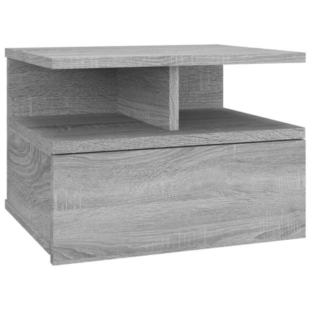 vidaXL Nachtkastjes 2 st zwevend 40x31x27 cm bewerkt hout grijs sonoma