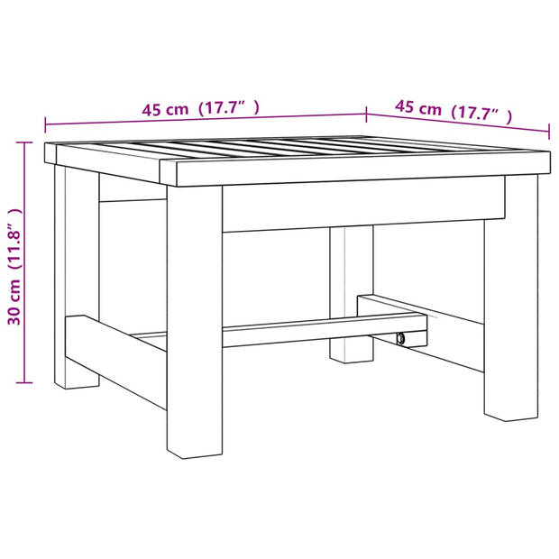 The Living Store Salontafel - Teakhout - 45 x 45 x 30 cm - Stabiel frame