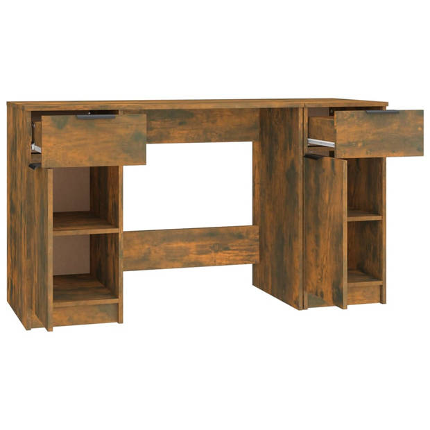 The Living Store Bureau - Moderne Schrijftafel met Bijzetkast - Gerookt Eiken - 100 x 50 x 75 cm