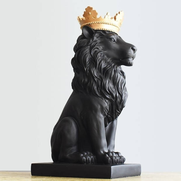 Decoratief beeld Royal Lion - Zwart - H30 cm