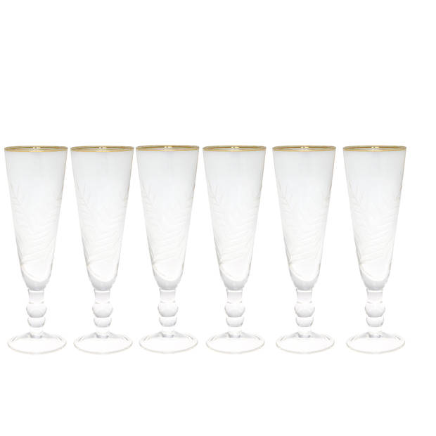 6x Champagneglazen set met gravering en gouden rand van GreenGate - handgemaakt (6 x 20 cm)