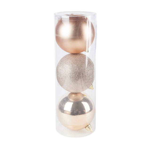 Cosy @Home Kerstballen Rose goud ø 15 cm - 3 Stuks