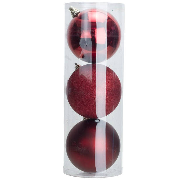 Cosy @Home Kerstballen Rood ø 15 cm - 3 Stuks