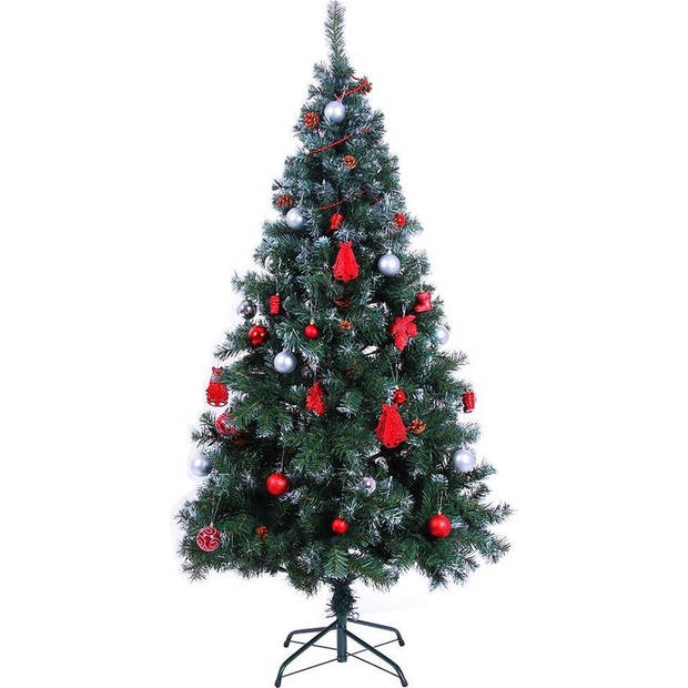 Casaria Kunstkerstboom - 180cm - met dennenappels en besneeuwde takken