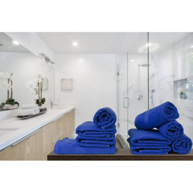 Handdoek Hotel Collectie - 9 stuks - 50x100 - klassiek blauw