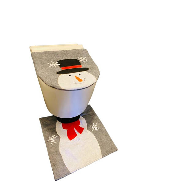 HEM Sneeuwpop wc bril hoes met wc mat - toiletbril cover (45x39 cm) + toiletmat