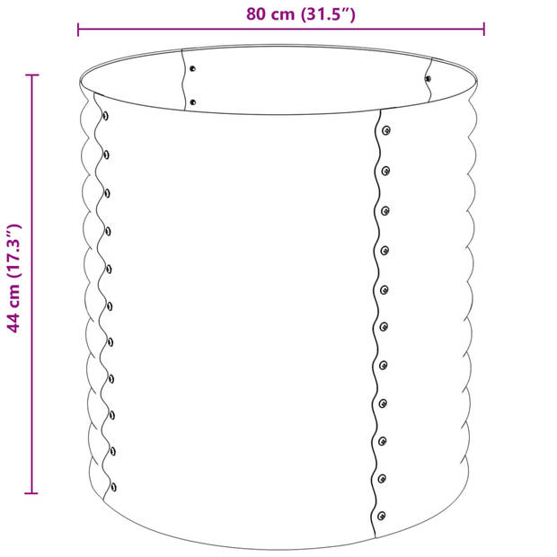 vidaXL Plantenbak verhoogd 80x80x81 cm gegalvaniseerd staal zilver